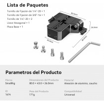 SmallRig 1674 Baseplate with Dual 15mm Rod Clamp