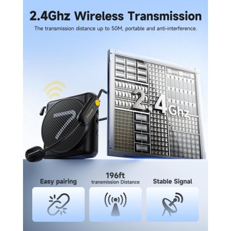 7RYMS Amplificador de voz WA1 con micrófono inalámbrico para profesores